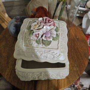 Floral Embossed Ceramic Box